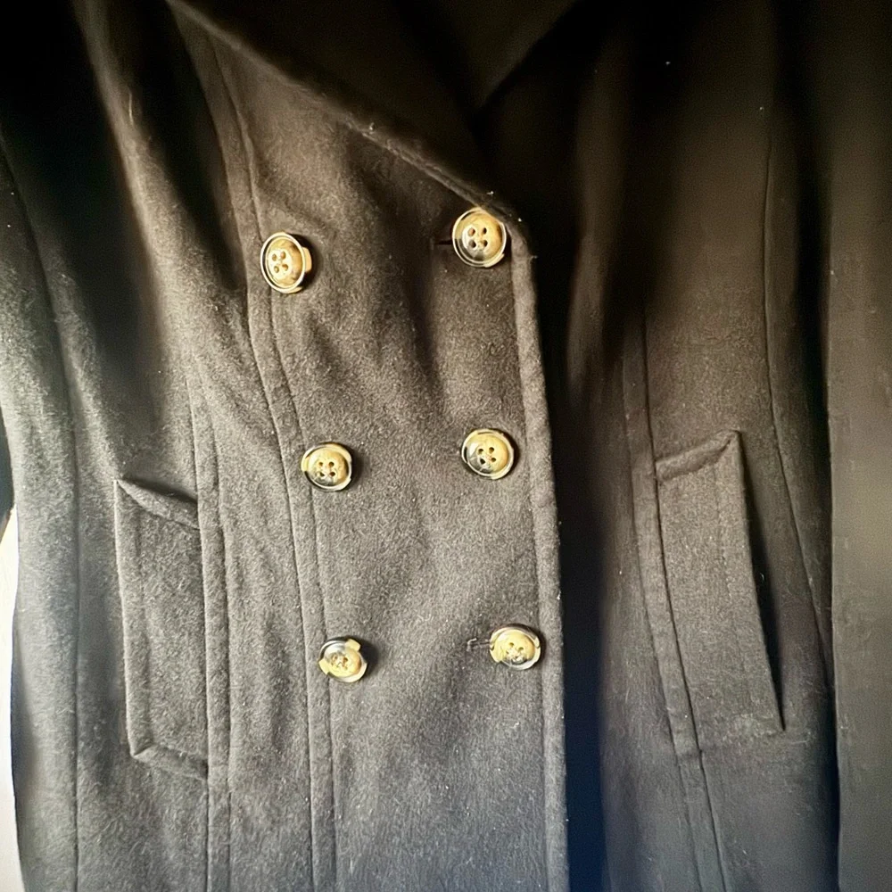 London Fog XL Black‎ Peacoat Wool Blend Double Breasted Coat